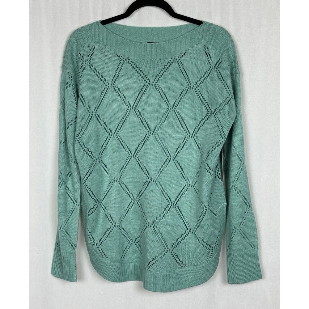 Lee Women’s Size Small Open Knit Pointelle Pattern Sweater Green